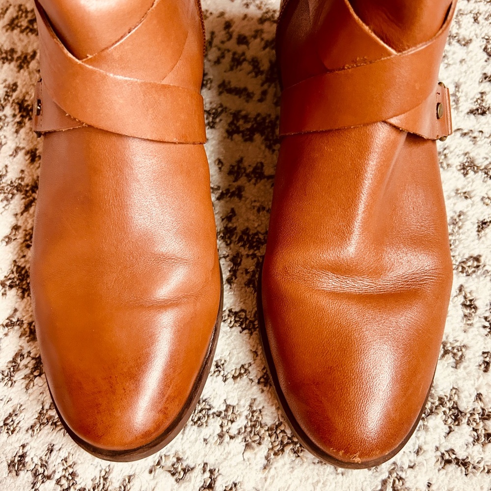 Nine West Blogger Tall Cognac Leather Zippered Riding Boots Size 7 - Picture 9 of 15